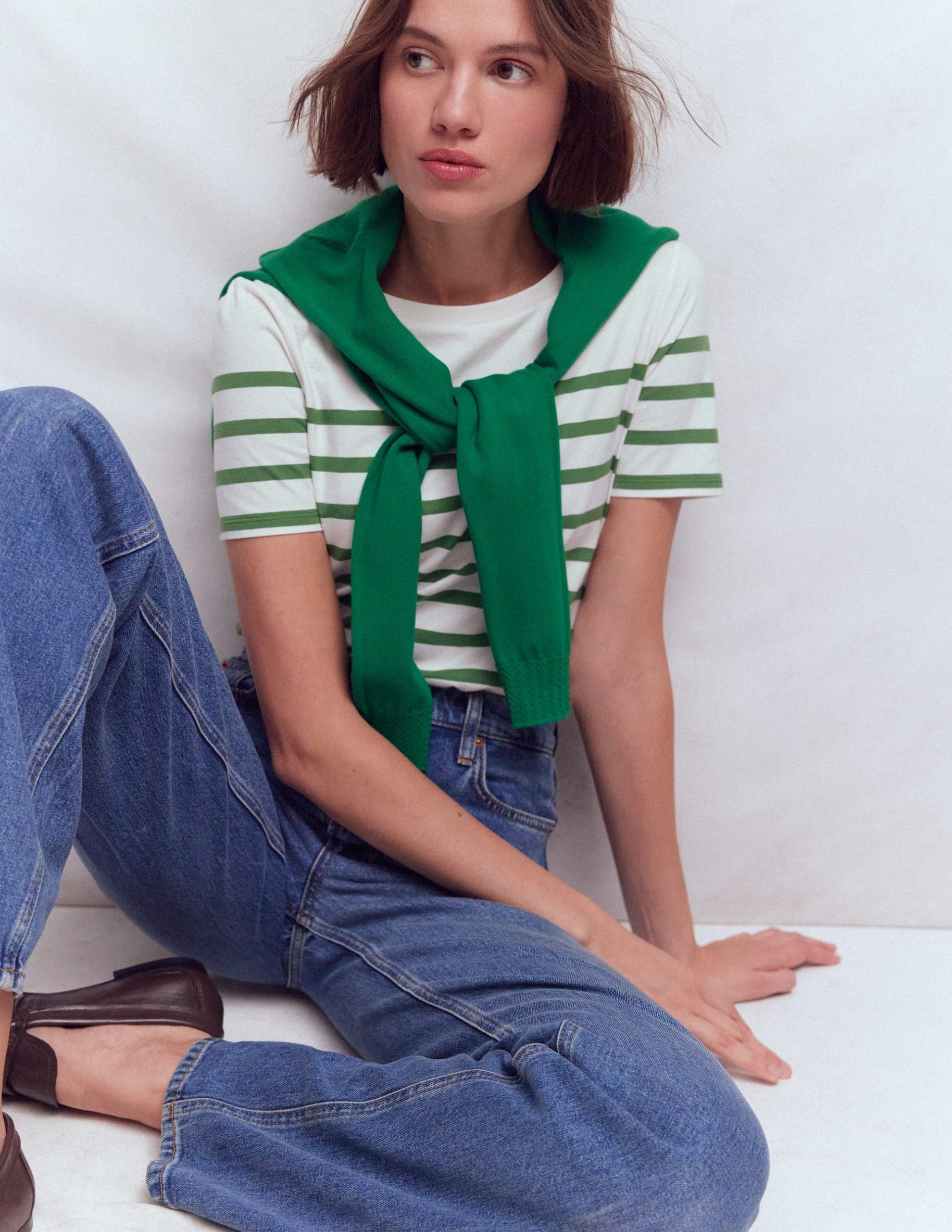 Olivia Short Sleeve Breton-Fairway and Ivory Stripe - Image 4