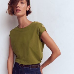 Button Detail T-Shirt-Mayfly