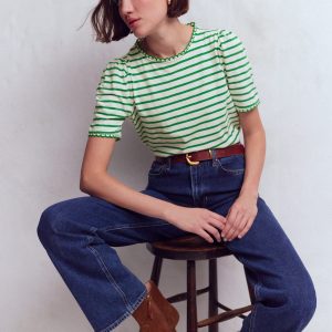 Ali Trim T-shirt-Ivory and Amazon Stripe