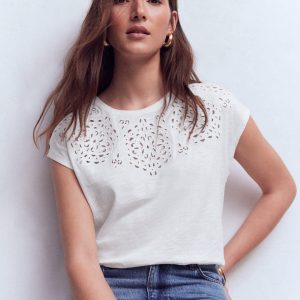 Willow Broderie T-shirt-BRILLIANT WHITE