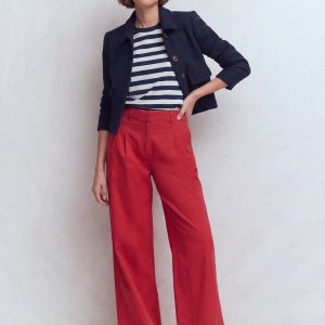 Ren Relaxed Cotton T-shirt-Navy and Ivory Stripe
