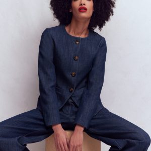 Hampstead Cotton Twill Blazer-Navy